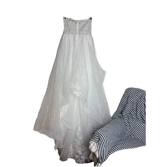 Lulus Mine, All Mine White Embroidered Organza Strapless A-Line Gown Size Medium - Picture 4 of 12